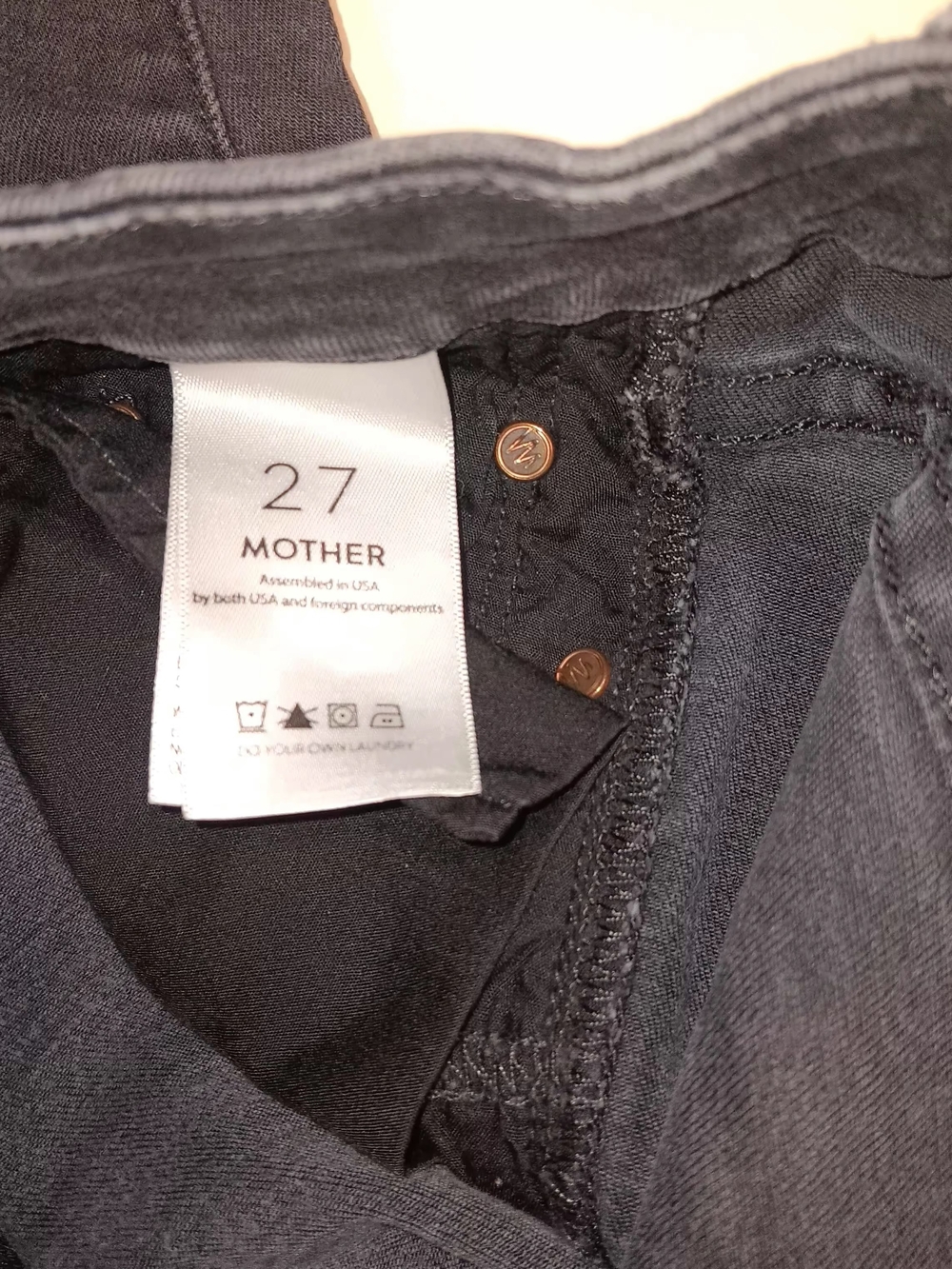 MOTHER High-Rise Black Womens Jeans - Slim Back Pocket Stitching - Picture 6 of 7